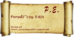 Porpáczy Edit névjegykártya